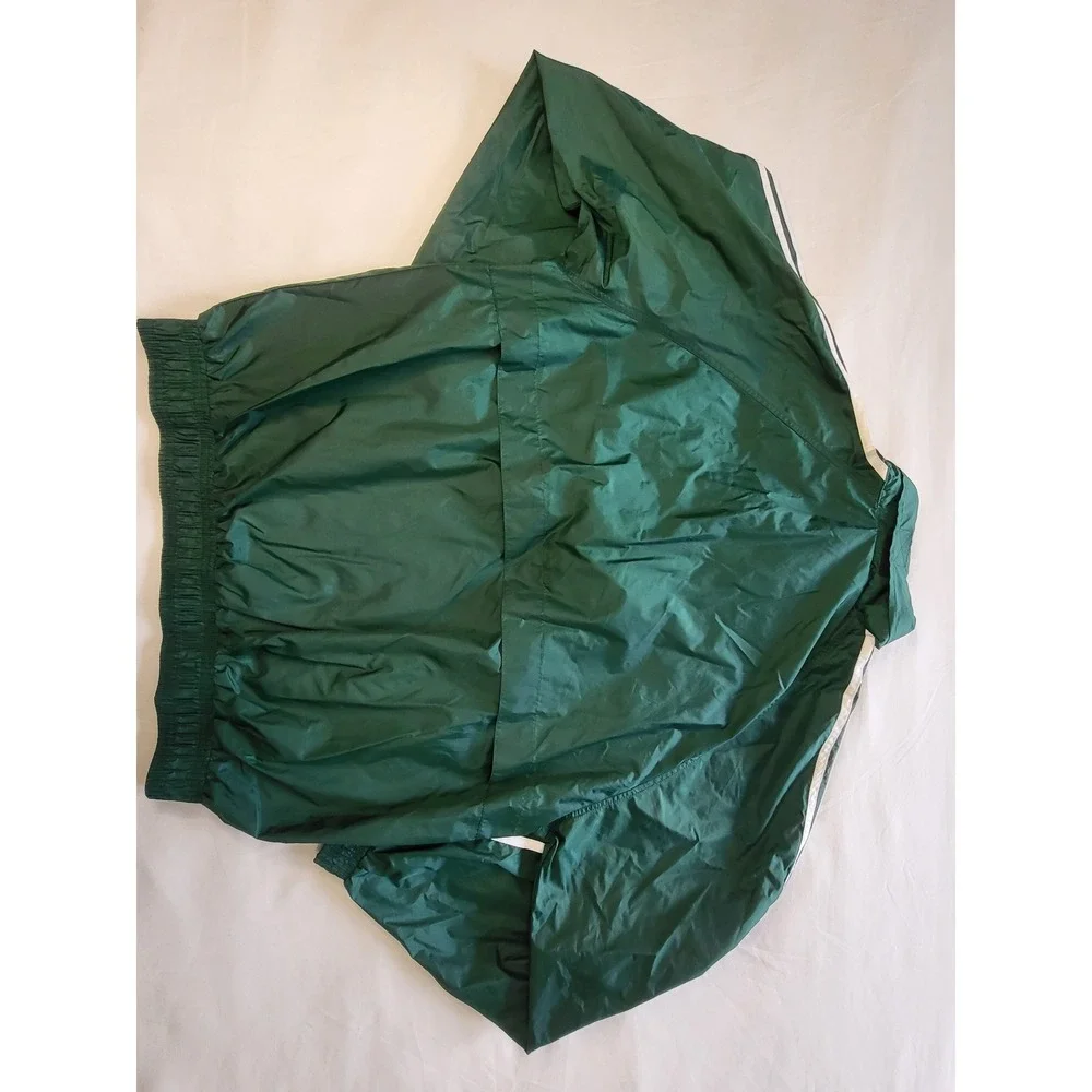 Adidas Mens Vintage Windbreaker Track Jacket Green White Full Zip Mesh Lined M